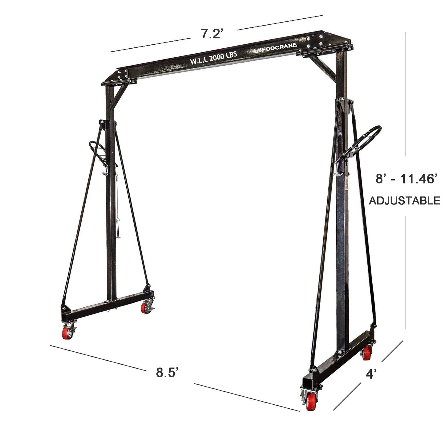 Shop Crane Kit Pro 1T with Festoon System Gantry Crane 2000 Lbs with Hoist, Trolley, Slings, Hooks, and Shackles Portable Ganty Crane