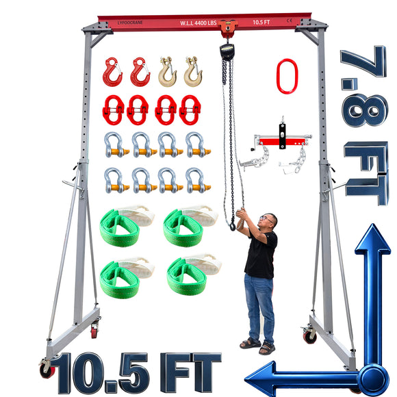 Adjustable Gantry Crane Kit 4400 LBS - 10.5 FT (Low Roof Type)