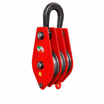 Triple-Sheave Pulley Block with Eye Attachment