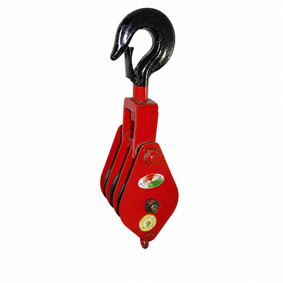 Triple-Sheave Pulley Block with Hook