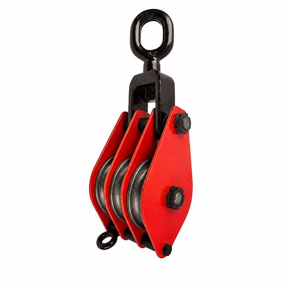 Triple-Sheave Pulley Block with Link Attachment
