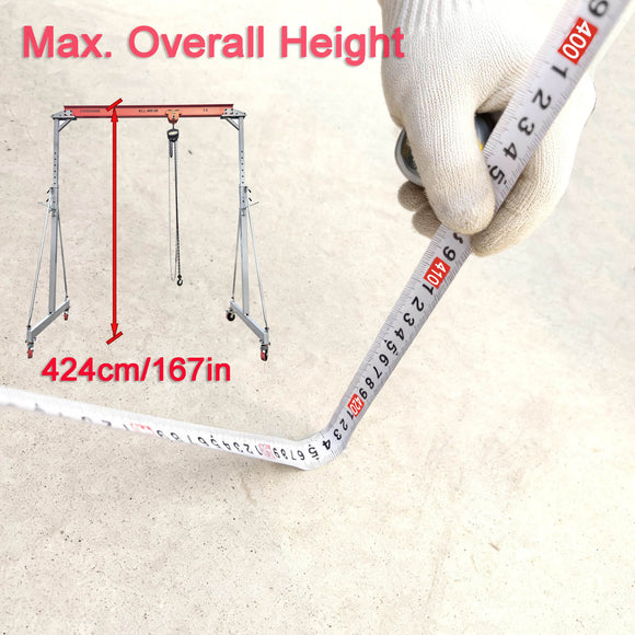 Extra Large Adjustable Gantry Crane, Capacity 2000 LBS  Width 10.5 FT with Manual Hoist and Rigging Product