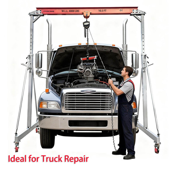 Extra Large Adjustable Gantry Crane, Capacity 2000 LBS  Width 10.5 FT with Manual Hoist and Rigging Product