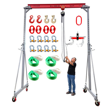 Extra Large Adjustable Gantry Crane, Capacity 2000 LBS  Width 10.5 FT with Manual Hoist and Rigging Product